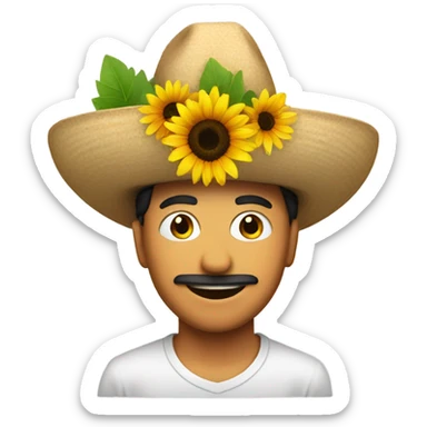 Mexican with a hat with 1 sunflower sticker