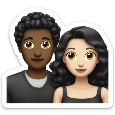 white skin couple both with black hair on a date  sticker