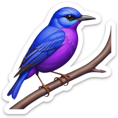 Still life, hyperrealism, male Purple Honeycreeper, Cyanerpes caeruleus, on tree branch sticker