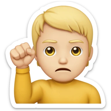 Sad circle face Emoji with fist in the air sticker