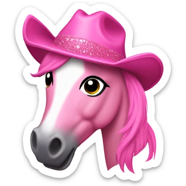 Pink sparkly pony with a pink cowgirl hat  sticker