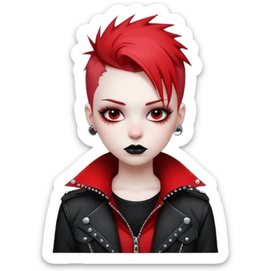 A cool urban punky gothic badass edgy black white and red styled outfit (aesthetic, clothes, clothing, loose object, apparel)  sticker
