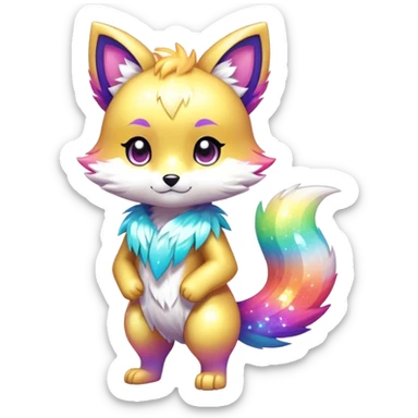 Cute Kawaii Chibi Anthro Fur-Sona Pretty Shiny Colorful Sparkly Fakemon Full Body sticker