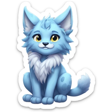Anthropomorphic Anthro Pastel Blue Sona Lynx-Fakémon Furry Full Body sticker