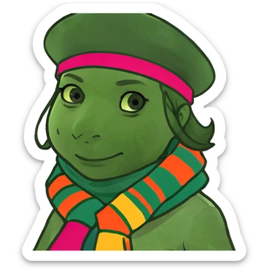 Girl arms crossed holding neck in front sticker