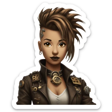 Photorealistic steampunk mohawk girl sticker