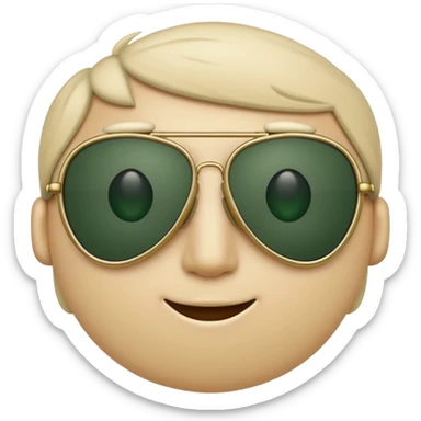 minimalist aviator sunglasses with light beige frame and dark green lenses, Apple emoji style, no text sticker