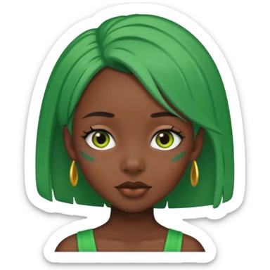 black girl with green color hairclip sticker