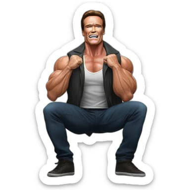 arnold schwarzenegger doing famous shia labeouf pose sticker
