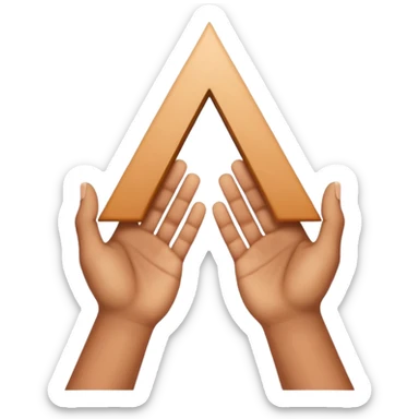 Similar to the heart hands emoji, this emoji should show a triangle created by the fingers of the hands where the two thumbs form the first side of the triangle and the remaining four fingers of each hand create one side each sticker