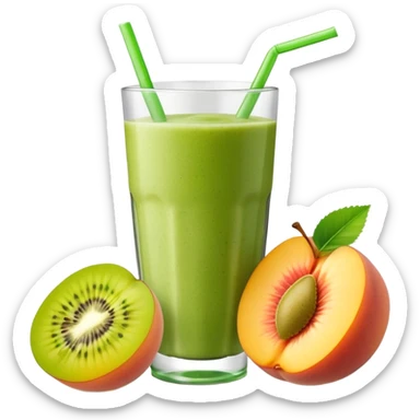 smoothie with peaches and green kiwi sticker