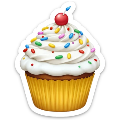 Cupcake with white icing and colorful sprinkles  sticker