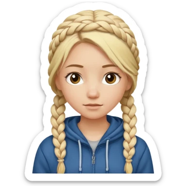 hoodie which cover her hair blonde girl with braided hair sticker