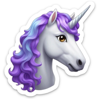 fabulous unicorn with wavy purple hair sticker