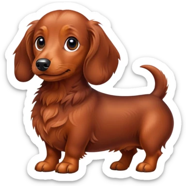 Red brown fluffy daschund sticker