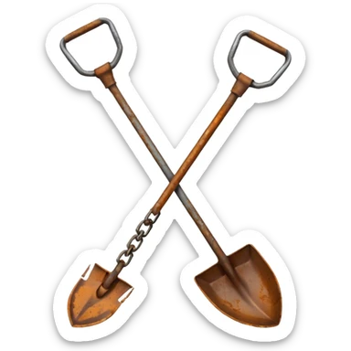 a shovel breaking a chain, minimal background sticker