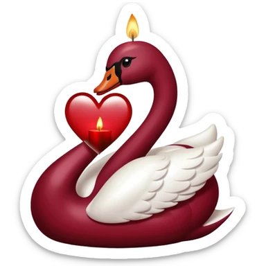 Maroon heart, swan , candle seperately  sticker