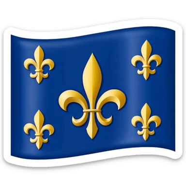 Louisiana Creole flag with a deep blue background, a single gold five-pointed star in the upper left, and three gold fleur-de-lis below it. Flat vector design, clean lines, high contrast, no text, clear at small size. sticker