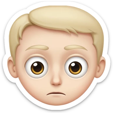 cautious face with wide eyes, slightly raised eyebrows, small frown sticker