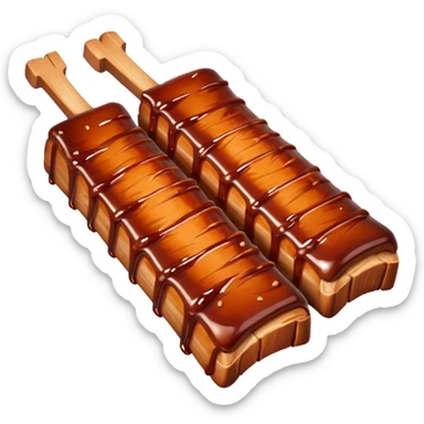 bbq ribs object icon, cooked ribs with barbecue sauce glaze, 3D cartoon, mobile game icon style, clean background, no text, no watermark
 sticker