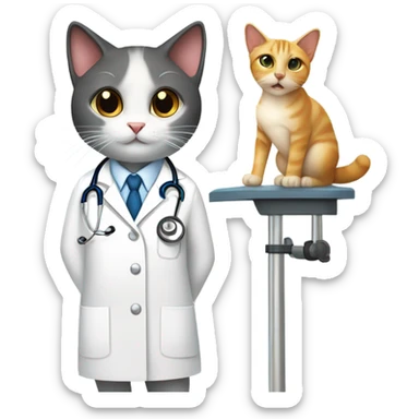cat as a veterinarian sticker
