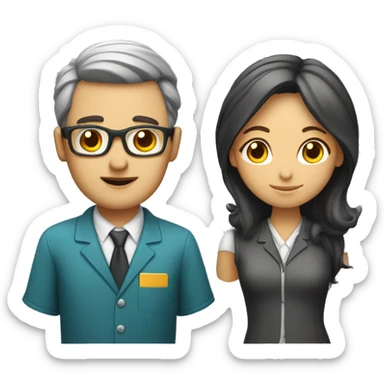 A teacher girl and engineer guy sticker