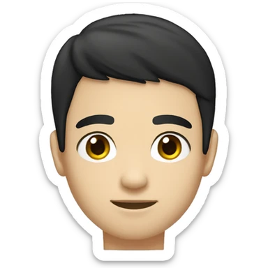 Teenager boy type mexican, White skin, with straight black hair (Which go down behind to the nape of the neck), Little bit dezoom sticker