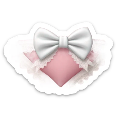 rococo Pastel pink heart with white bow with lace and frills  sticker
