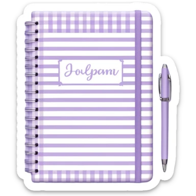 Cute  journal cover, pastel purple gingham pattern
Handwritten feminine typography, soft aesthetic, cozy girl vibe
Clean product mockup, minimal shadows, lifestyle stationery style sticker