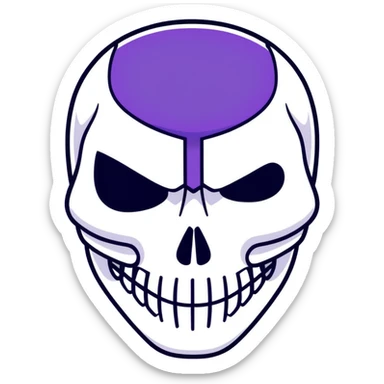 purple character with a white skull mask sticker
