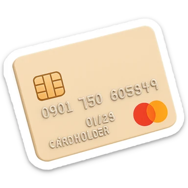 Make this bank card light beige in color, keep the same angle and style, in emoji style with transparent background. The original style is emoji style but it does not support editing, so use the universal edit model with emoji style hints. sticker