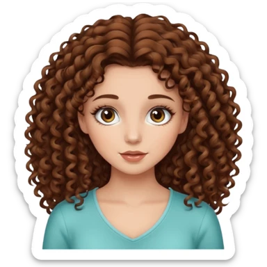 Girl with brown curly hair and long lash extensions mega volume sticker