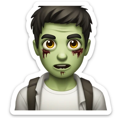 teen boy zombie with dark hair and white shirt sticker