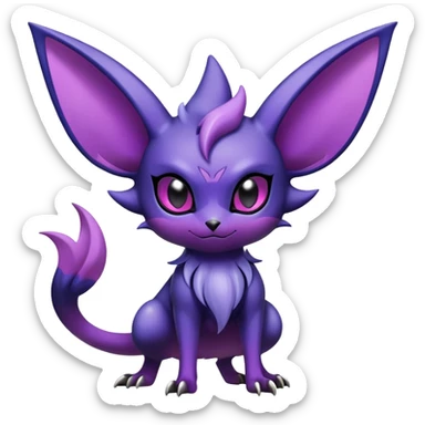Shiny Dark-gradient Exotic Badass Royal Mysterious Gothic Noibat-Espeon-Pokémon-Fakémon-hybrid-creature (full body) sticker