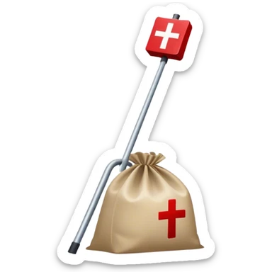 un pictogramme d'ascenseur avec un sac poubelle devant, le tout recouvert d'une croix rouge sticker