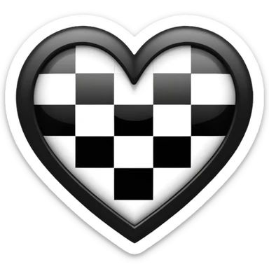 Black and white checker heart  sticker