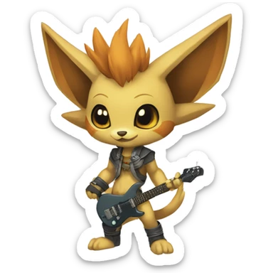 a anthro chibi-style rock-type-metal-type Fakémon-hybrid full body sticker