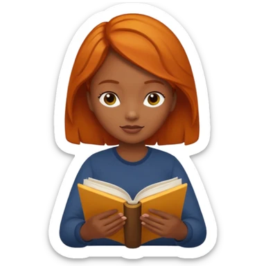 ginger dark girl reading a book sticker