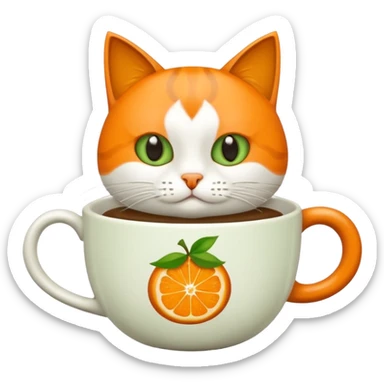Gato naranja tomando café frio sticker