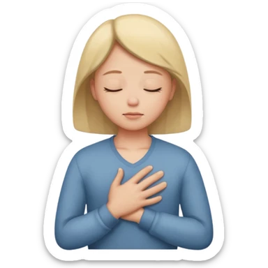 una mano en pecho ojos cerrados sticker