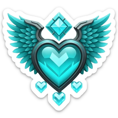 Dark Cyan Winged heart with minecraft warden soul sticker