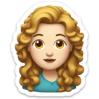 chubby white woman in her forties, with long curly brown hair sticker