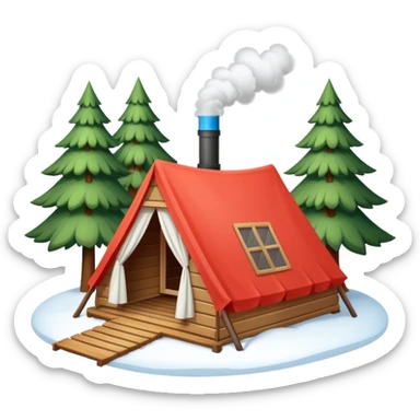 a tent that is a sauna and its smoke out the pipe
try one with snow and trees around also sticker