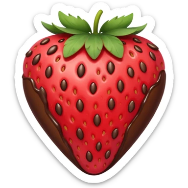 strawberry halfway covered in chocolate sticker