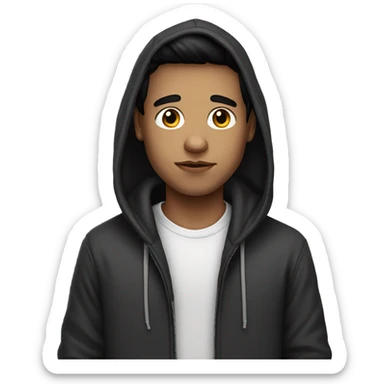 A white boy with black Hair using a big hoodie  sticker
