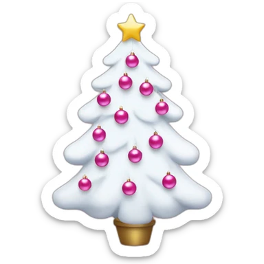 White Christmas tree with cute pink ornaments on it sticker