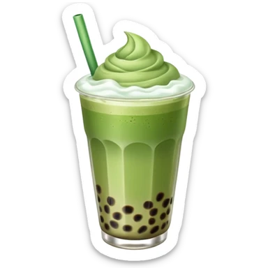 matcha latte with boba and ice without sticks for drinking and add a lil coffee  sticker