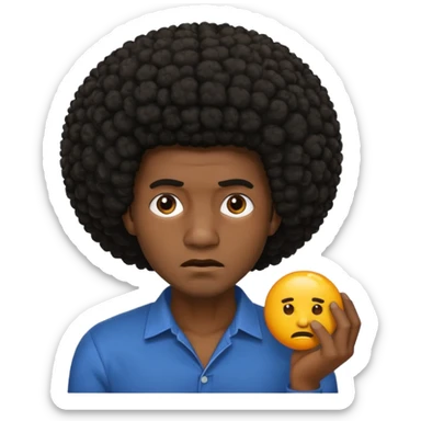 A black guy with an Afro trying to strangle himself  sticker