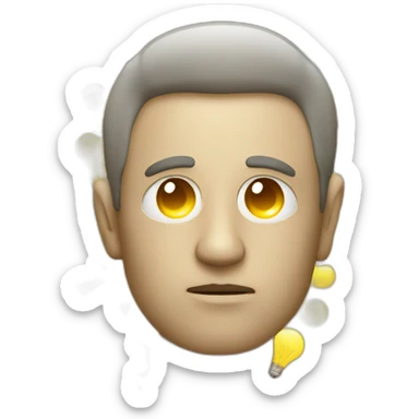 Pensive face with light bulbs at the head sticker