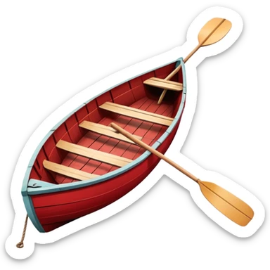 A red rowboat with a cute face and little oars as arms sticker